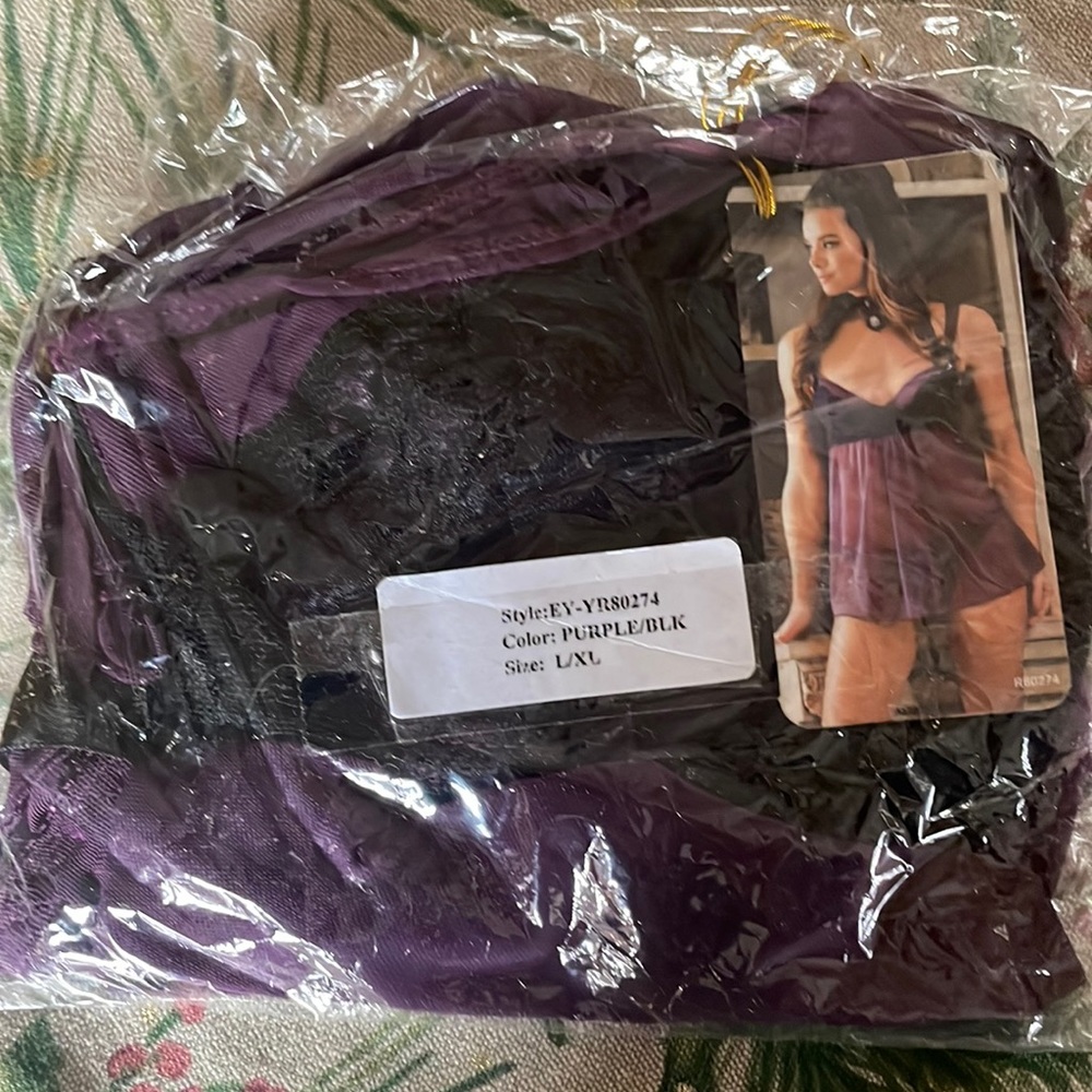 NWT- Purple and Black lingerie, babydoll night w/ panty
